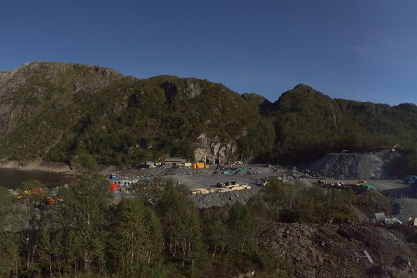 Anleggsområde ved utbygginga Blåfalli Fjellhaugen kraftverk.